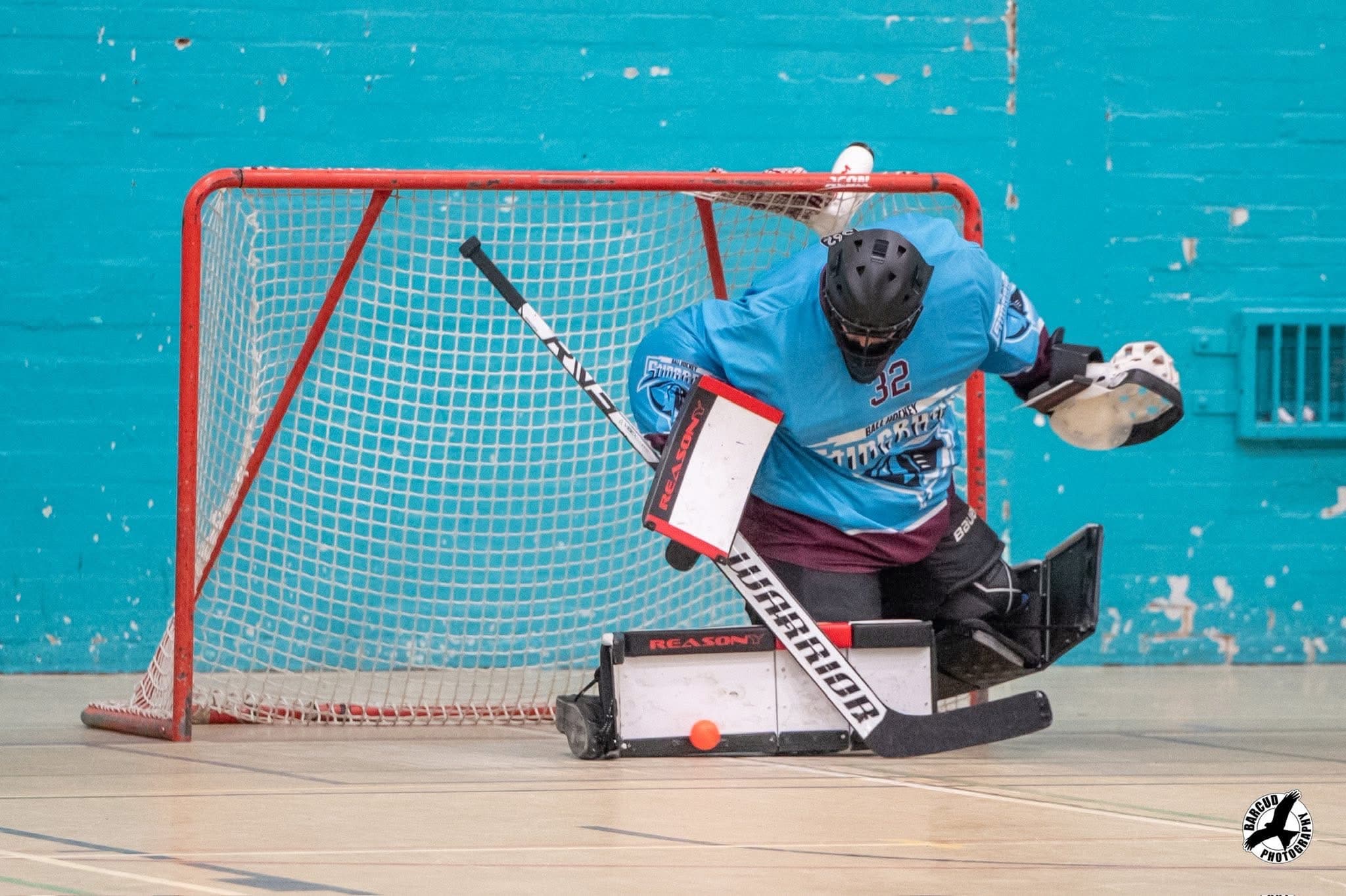 Rob Pacey playing ball hockey